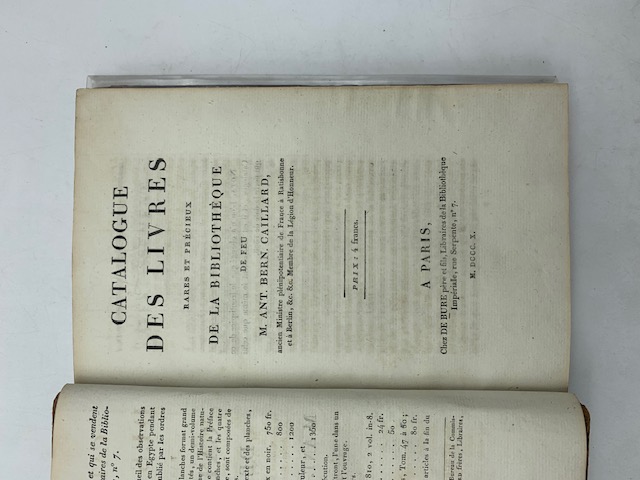 Catalogue des livres rares et precieux de la Bibliotheque de feu M. Ant. Bern. Caillard